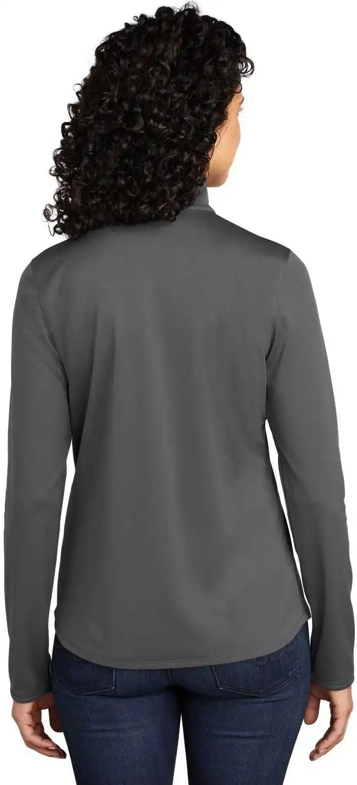 Port Authority Lk584 Ladies Silk Touch Performance 1/4-zip Lk584steel Gray Black