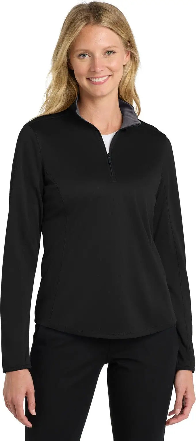 Port Authority Lk584 Women’s Silk Touch Performance 1/4-zip - Black Steel Gray