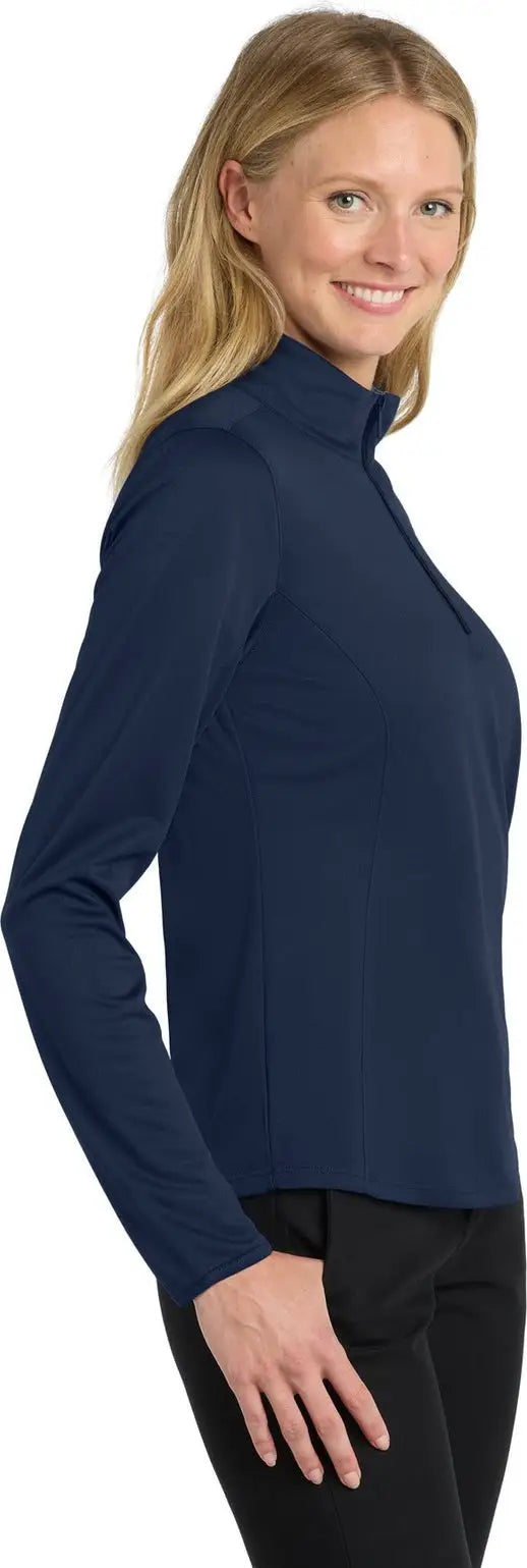 Port Authority Lk584 Women’s Silk Touch Performance 1/4-zip - Navy Steel Gray