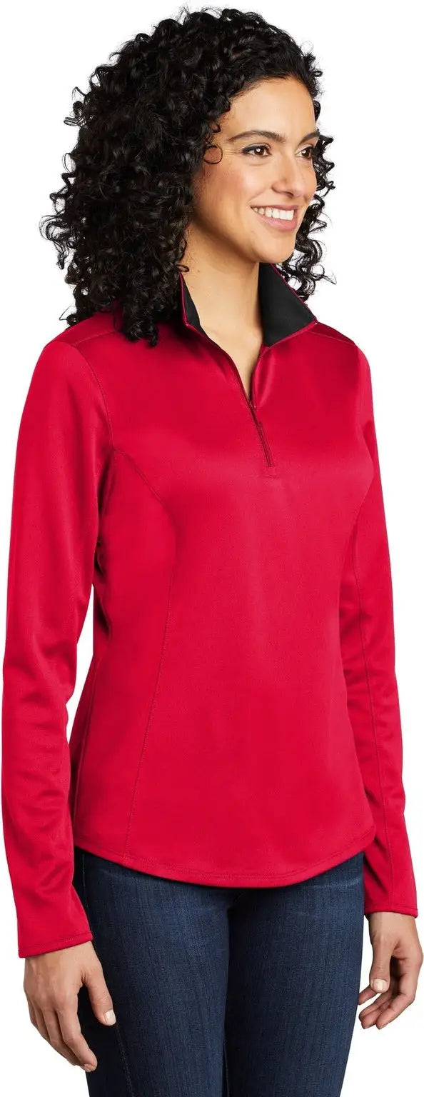 Port Authority Lk584 Women’s Silk Touch Performance 1/4-zip - Red Black