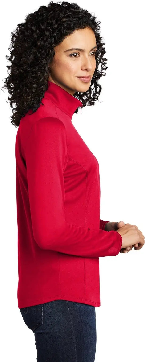 Port Authority Lk584 Women’s Silk Touch Performance 1/4-zip - Red Black