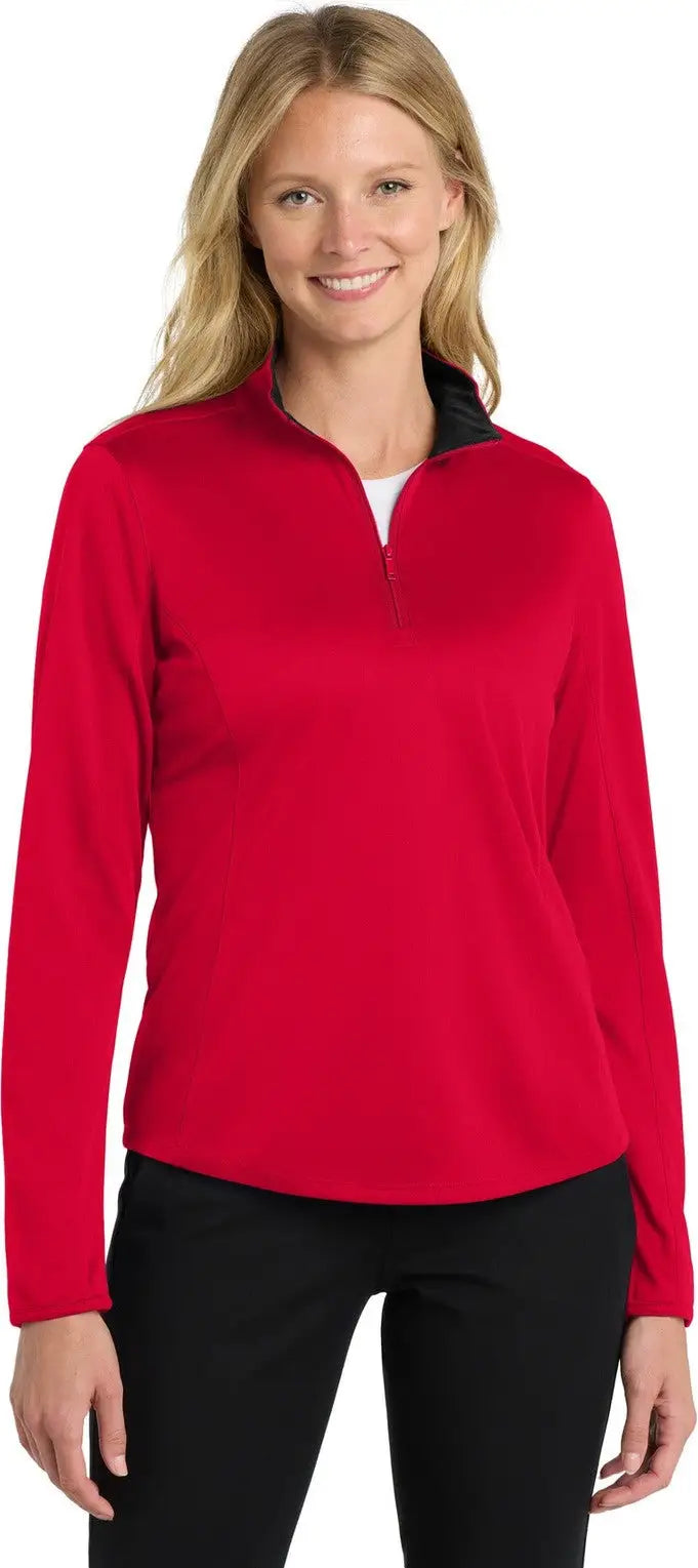 Port Authority Lk584 Women’s Silk Touch Performance 1/4-zip - Red Black