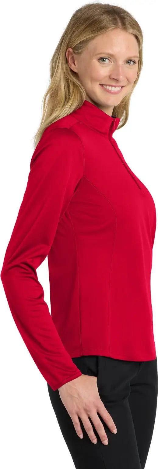 Port Authority Lk584 Women’s Silk Touch Performance 1/4-zip - Red Black
