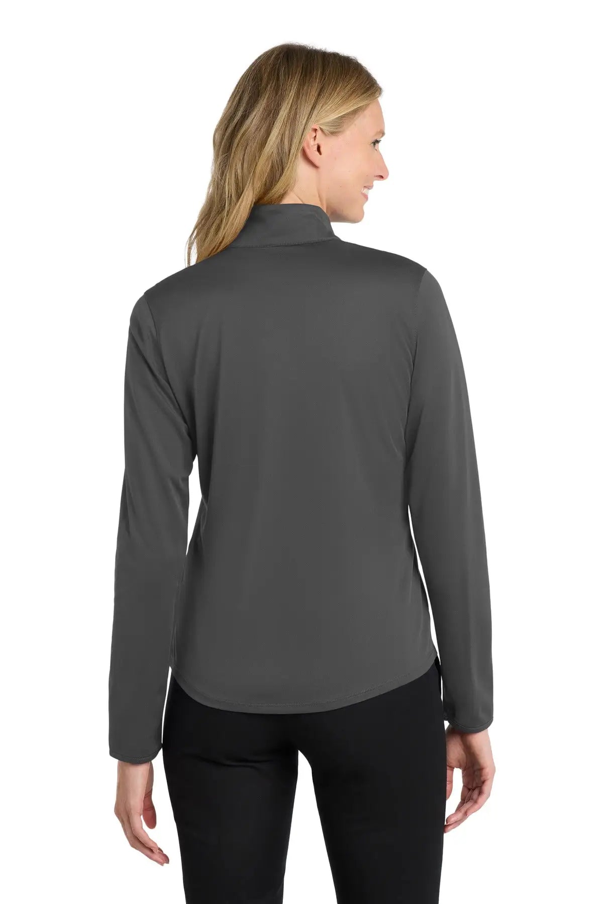 Port Authority Lk584 Women’s Silk Touch Performance 1/4-zip - Steel Gray Black