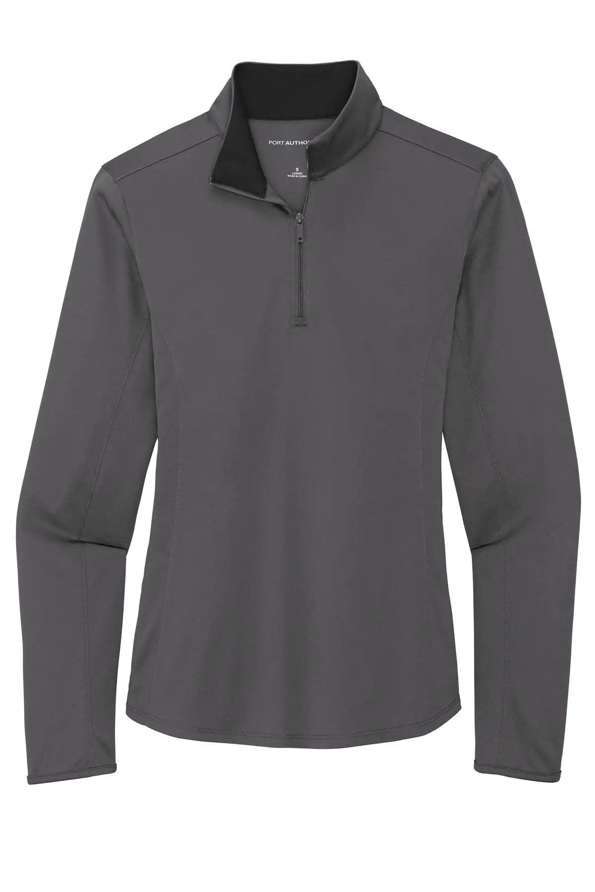 Port Authority Lk584 Women’s Silk Touch Performance 1/4-zip - Steel Gray Black