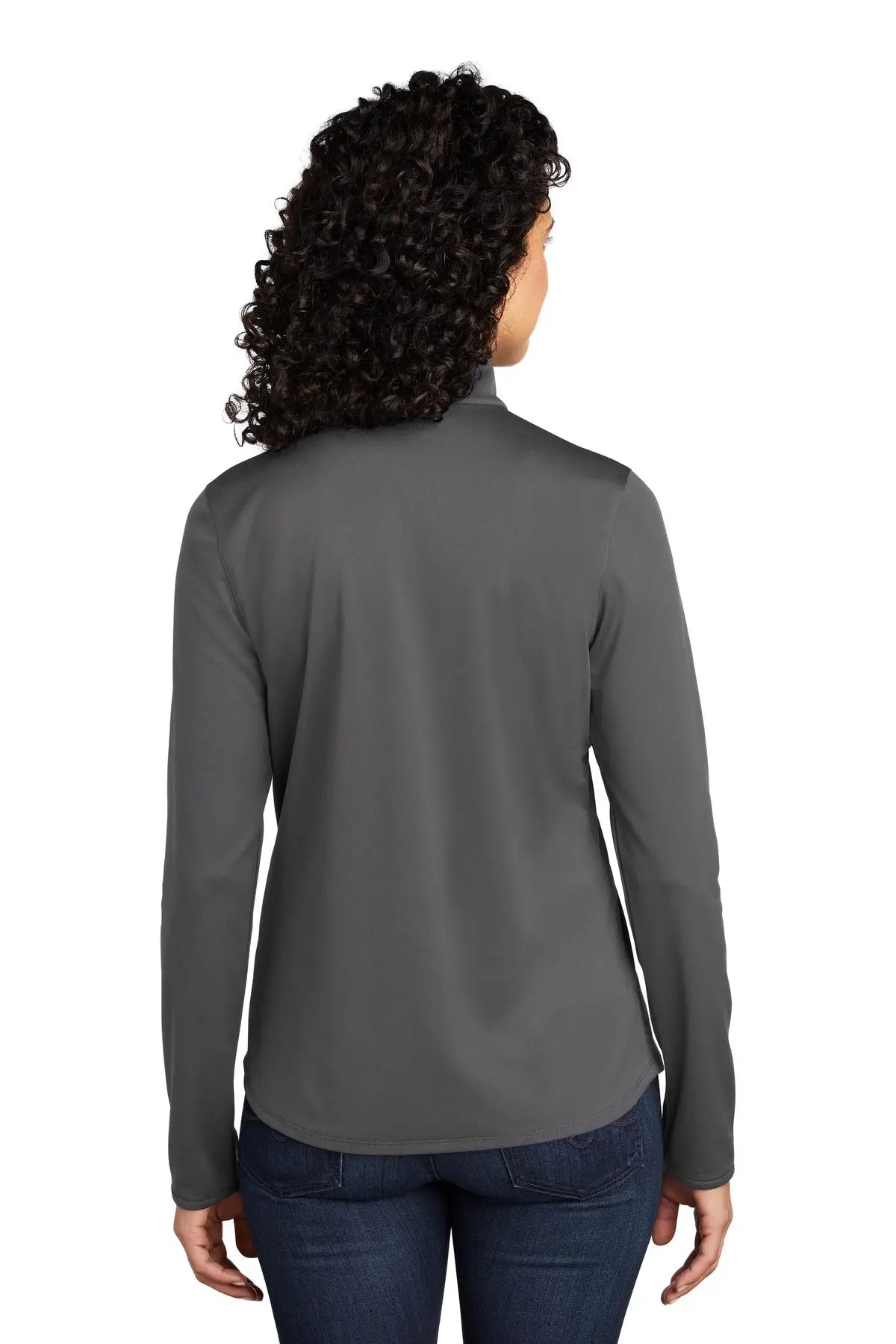 Port Authority Lk584 Women’s Silk Touch Performance 1/4-zip - Steel Gray Black