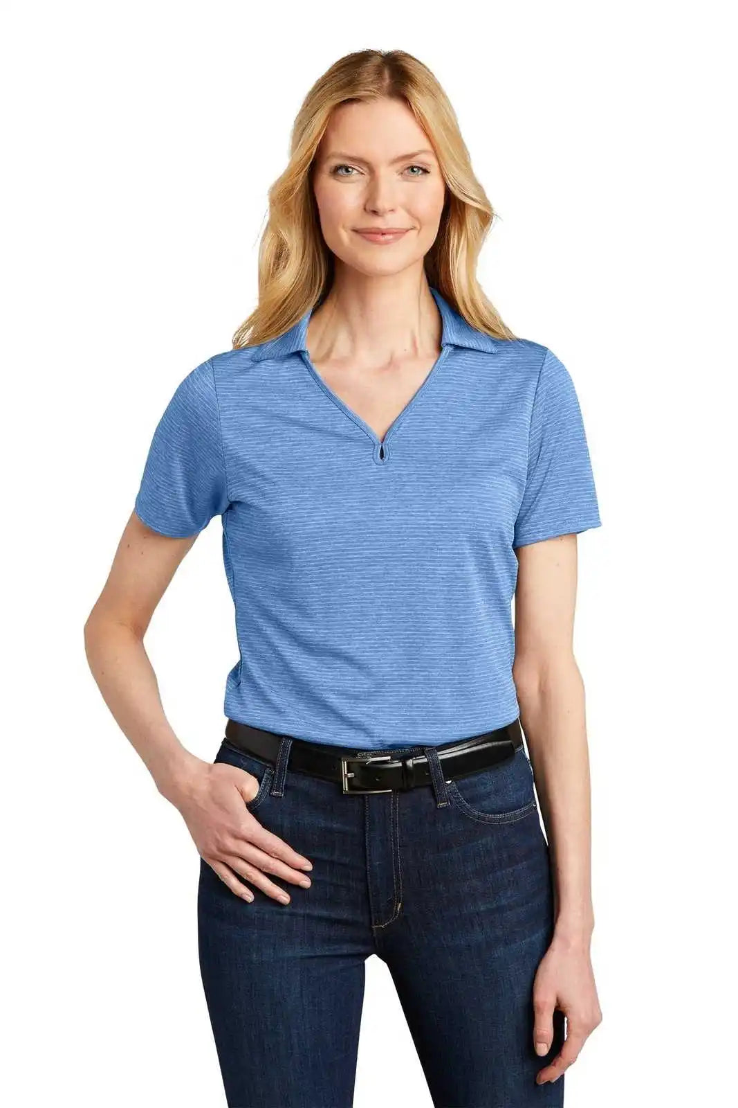 Port Authority Lk585 Ladies Shadow Stripe Polo - Carolina Blue