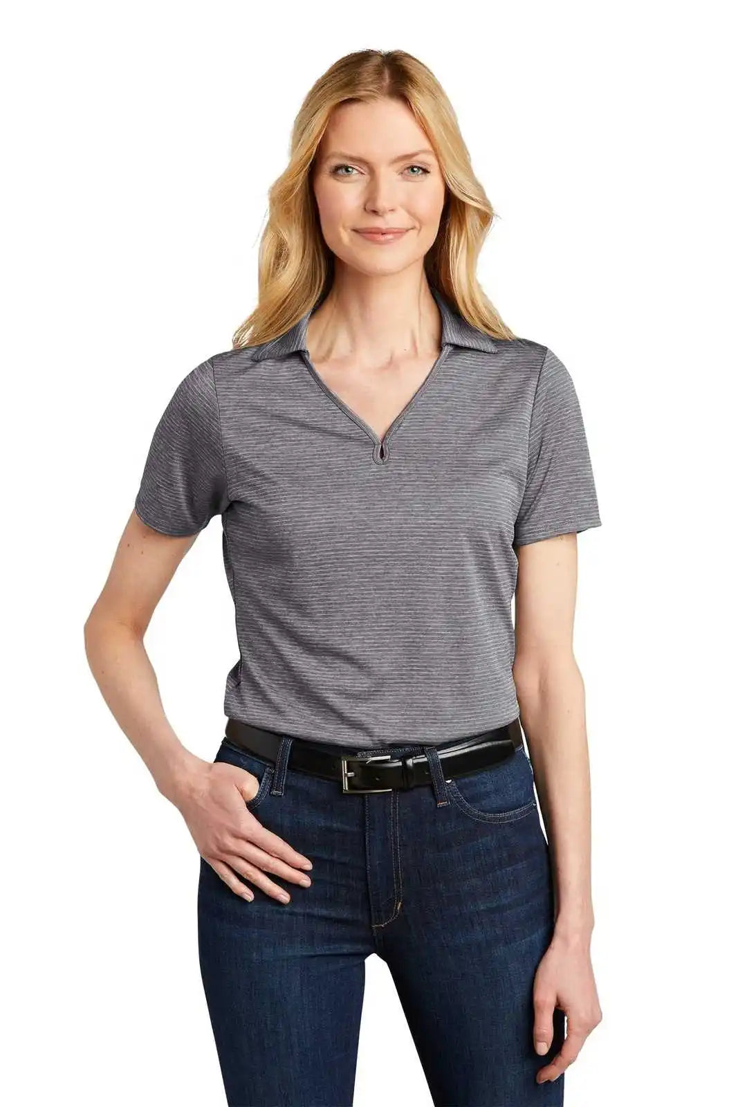 Port Authority Lk585 Ladies Shadow Stripe Polo - Gray