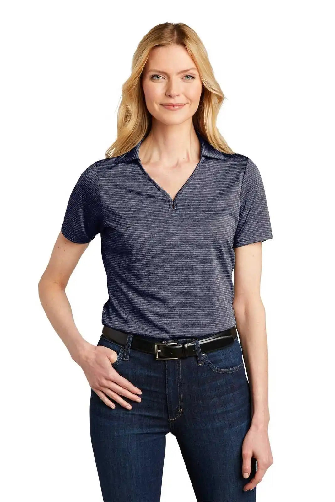 Port Authority Lk585 Ladies Shadow Stripe Polo - River Blue Navy