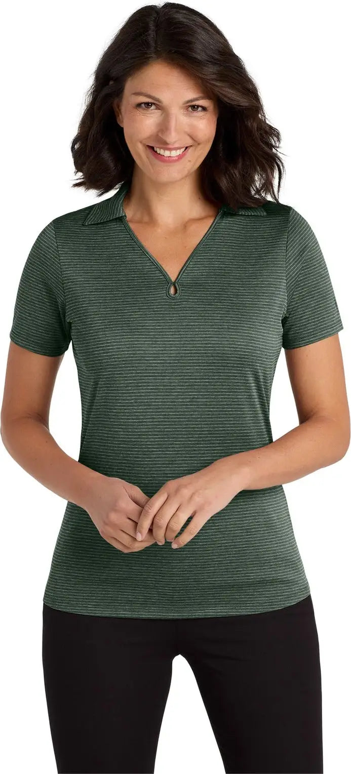 Port Authority Lk585 Women’s Shadow Stripe Polo - Deep Forest Green
