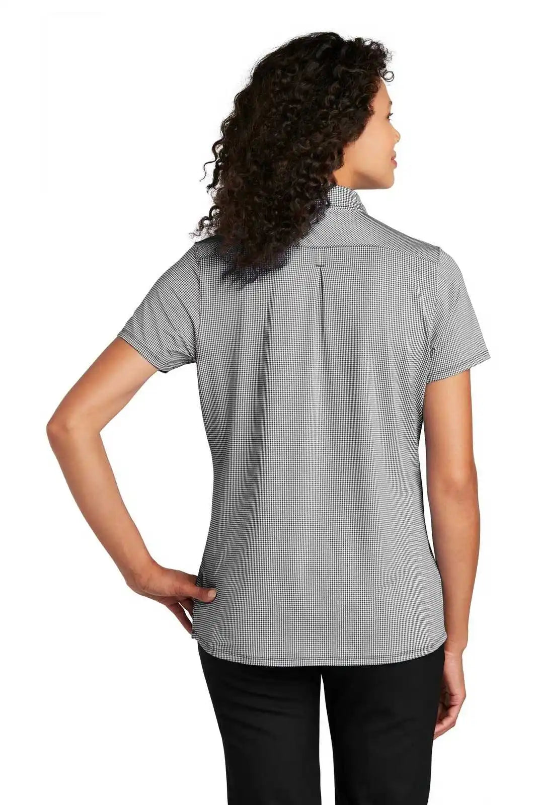 Port Authority Lk646 Ladies Gingham Polo - Black White
