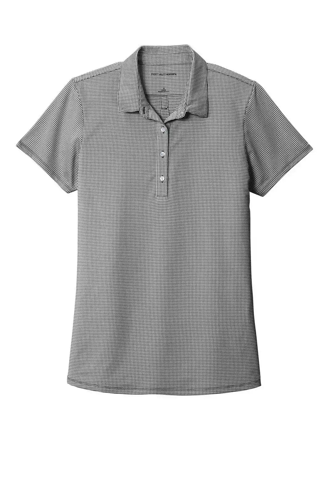Port Authority Lk646 Ladies Gingham Polo - Black White