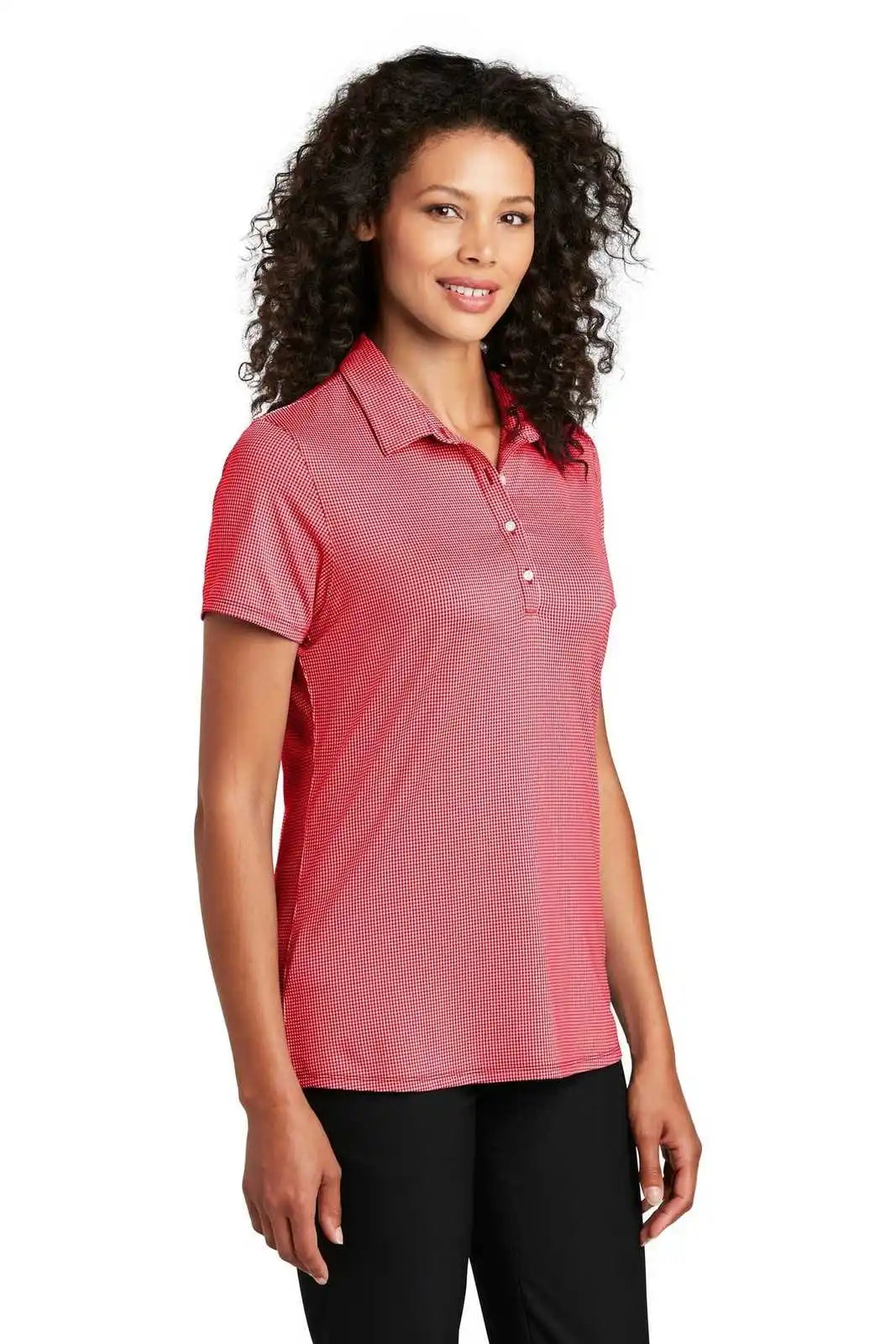 Port Authority Lk646 Ladies Gingham Polo - Rich Red White