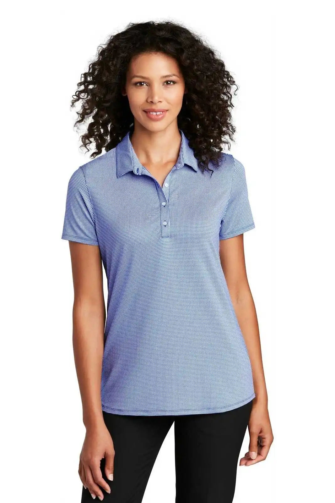 Port Authority Lk646 Ladies Gingham Polo - True Royal White