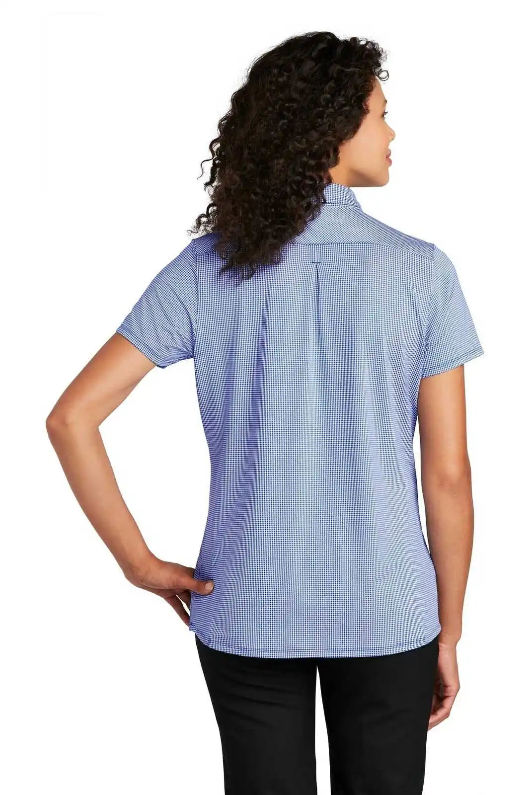 Port Authority Lk646 Ladies Gingham Polo - True Royal White