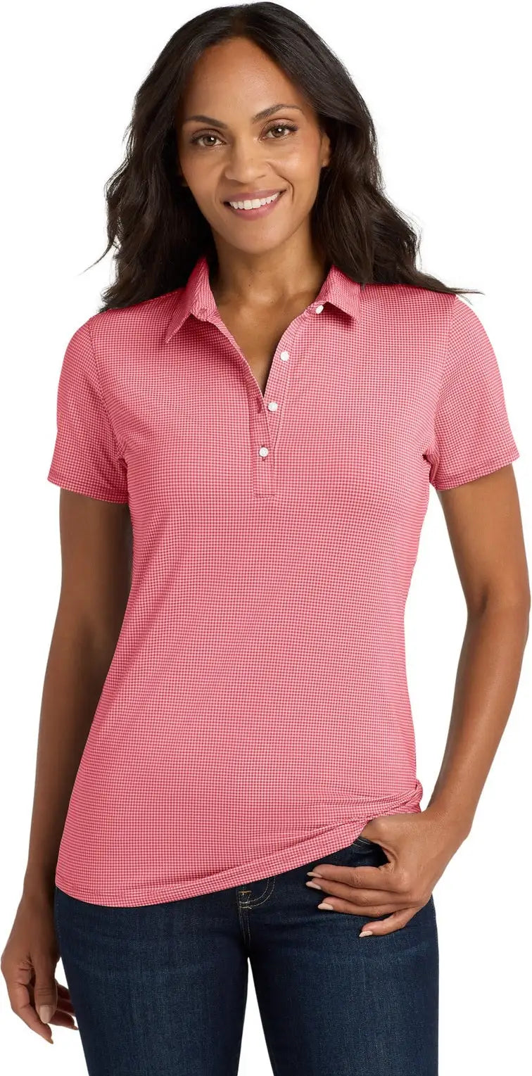 Port Authority Lk646 Women’s Gingham Polo - Rich Red White