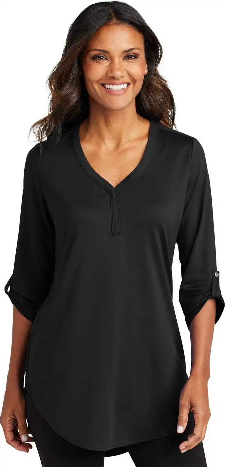 Port Authority Lk6840 Ladies City Stretch 3/4 Sleeve Tunic Black
