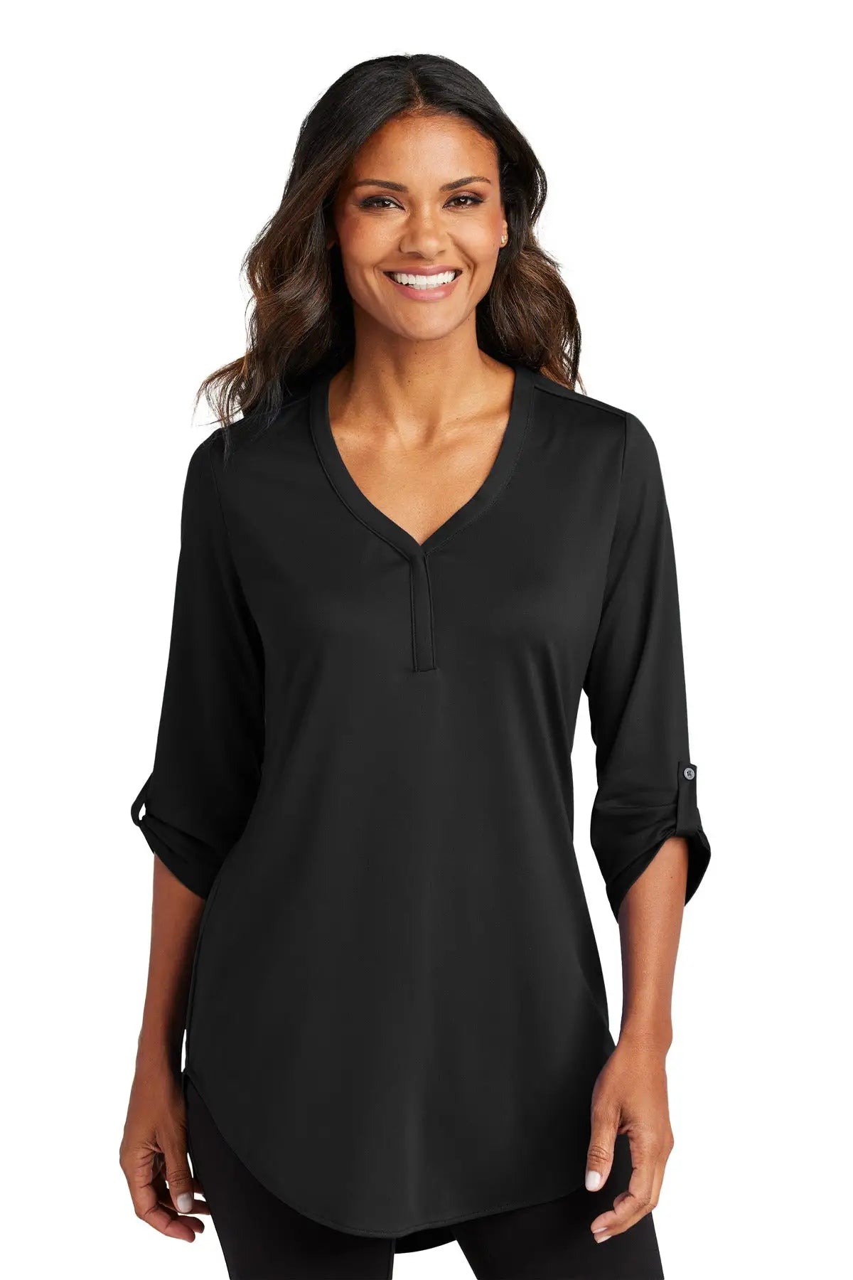 Port Authority Lk6840 Women’s City Stretch 3/4-sleeve Tunic - Black