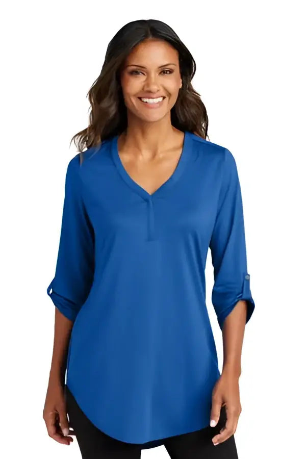 Port Authority Lk6840 Women’s City Stretch 3/4-sleeve Tunic - True Blue - Ladies Xs