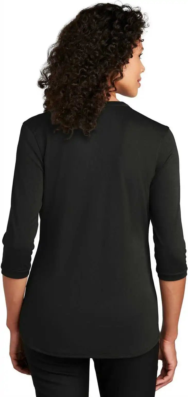 Port Authority Lk750 Ladies Uv Choice Pique Henley Black