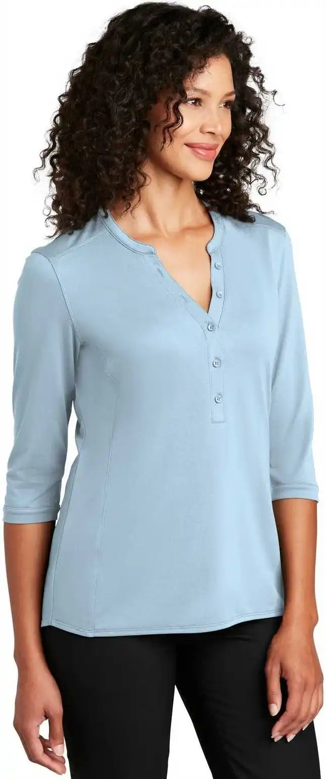 Port Authority Lk750 Ladies Uv Choice Pique Henley Cloud Blue