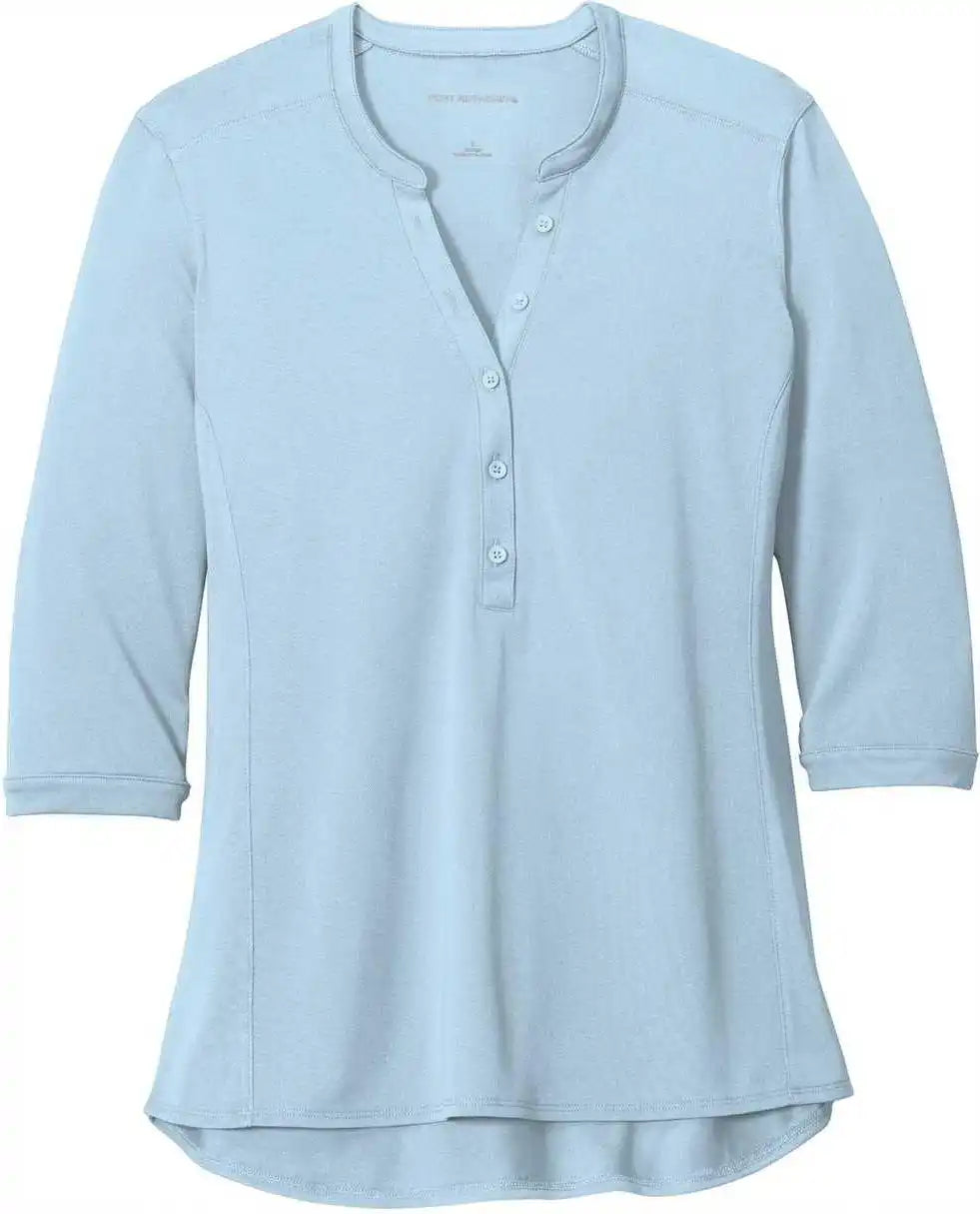 Port Authority Lk750 Ladies Uv Choice Pique Henley Cloud Blue