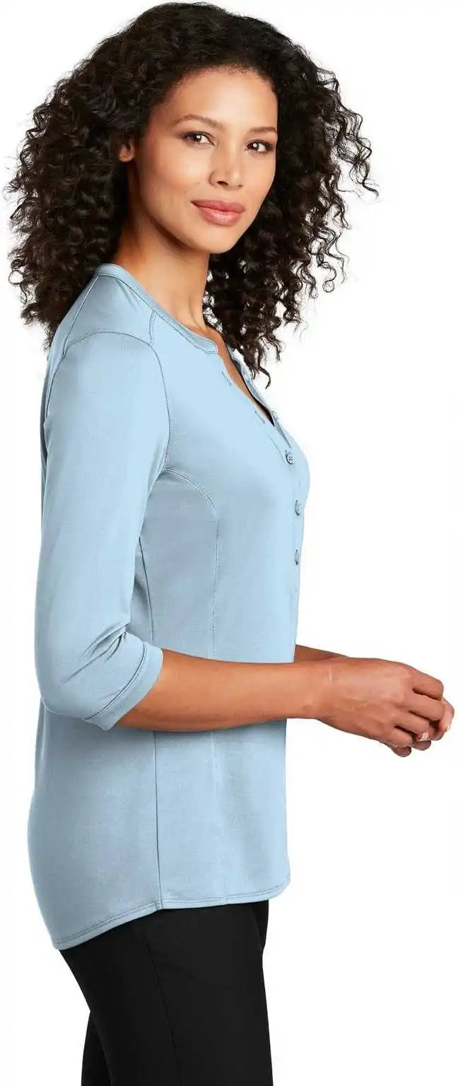 Port Authority Lk750 Ladies Uv Choice Pique Henley Cloud Blue