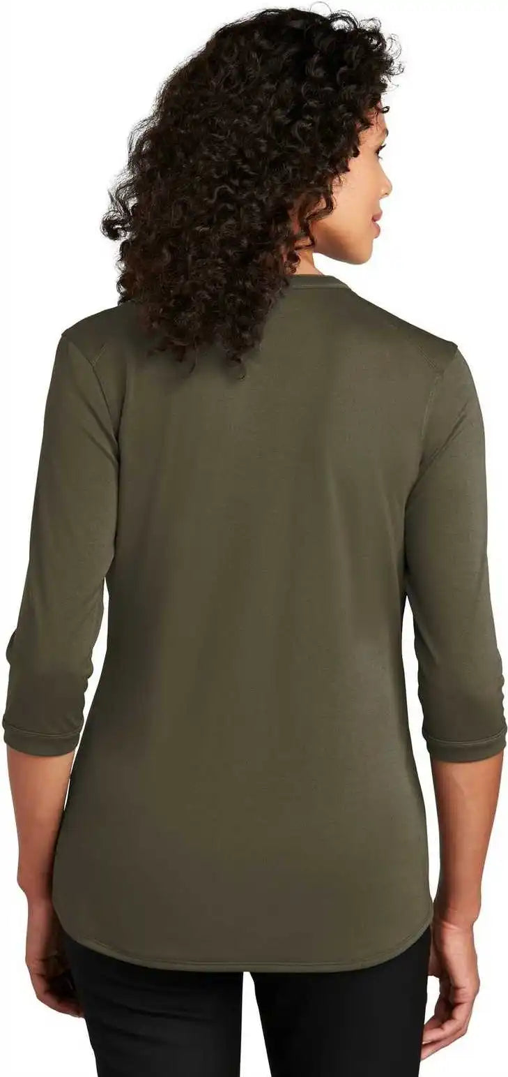Port Authority Lk750 Ladies Uv Choice Pique Henley Deep Olive