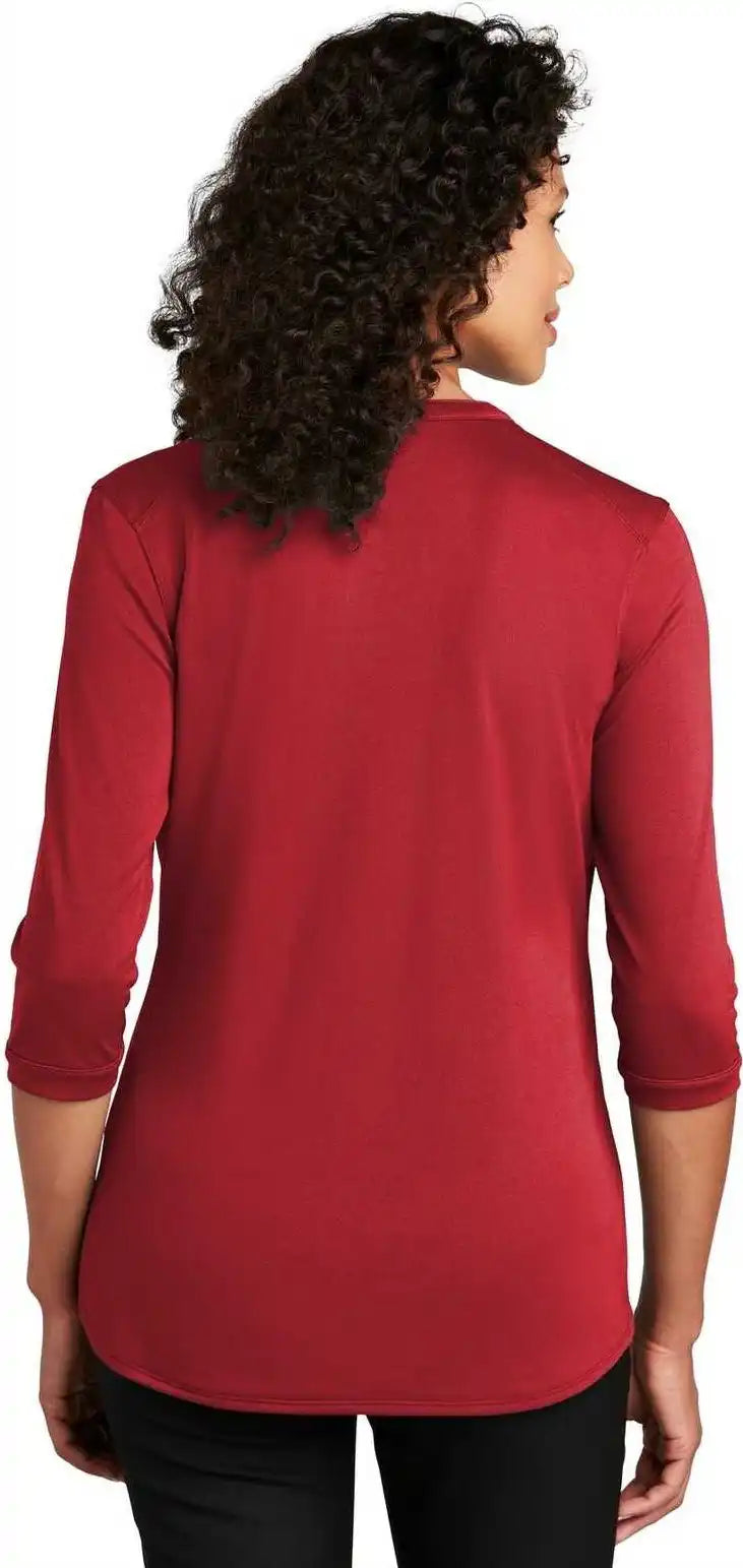 Port Authority Lk750 Ladies Uv Choice Pique Henley - Rich Red