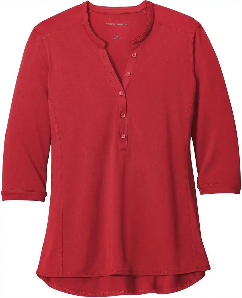 Port Authority Lk750 Ladies Uv Choice Pique Henley - Rich Red