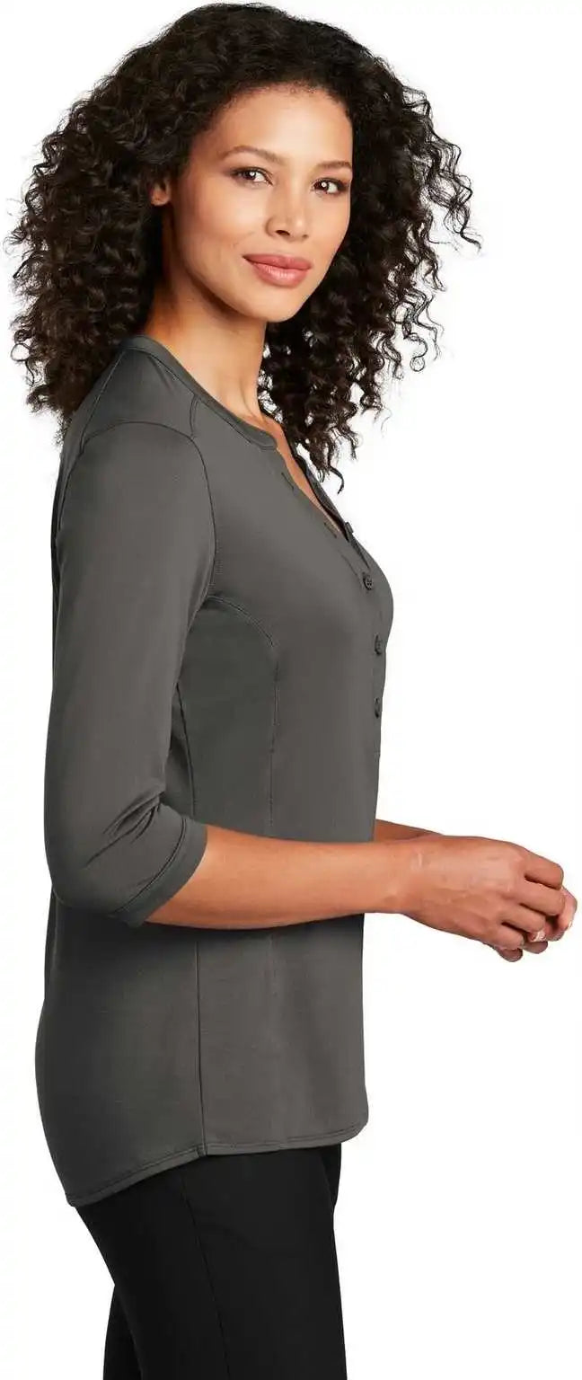 Port Authority Lk750 Ladies Uv Choice Pique Henley Sterling Gray
