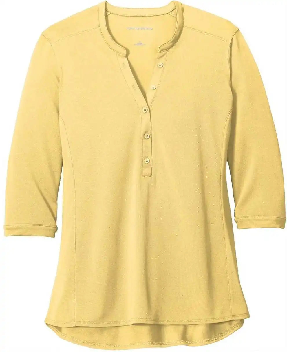 Port Authority Lk750 Ladies Uv Choice Pique Henley - Sunbeam Yellow