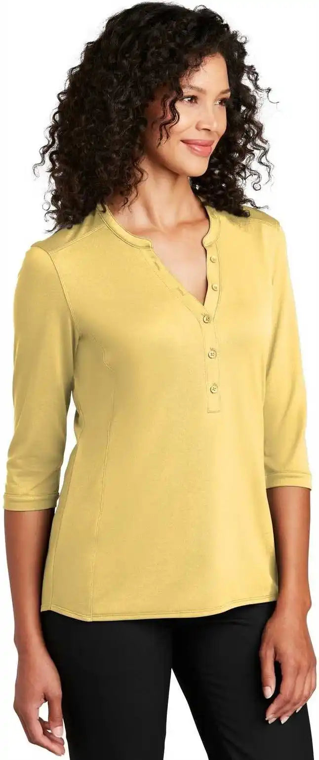 Port Authority Lk750 Ladies Uv Choice Pique Henley - Sunbeam Yellow