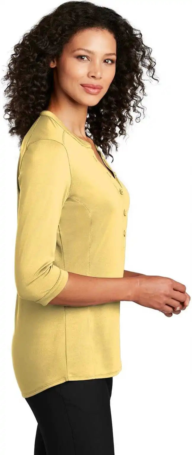 Port Authority Lk750 Ladies Uv Choice Pique Henley - Sunbeam Yellow