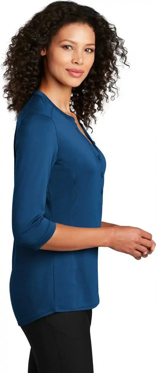 Port Authority Lk750 Ladies Uv Choice Pique Henley True Blue