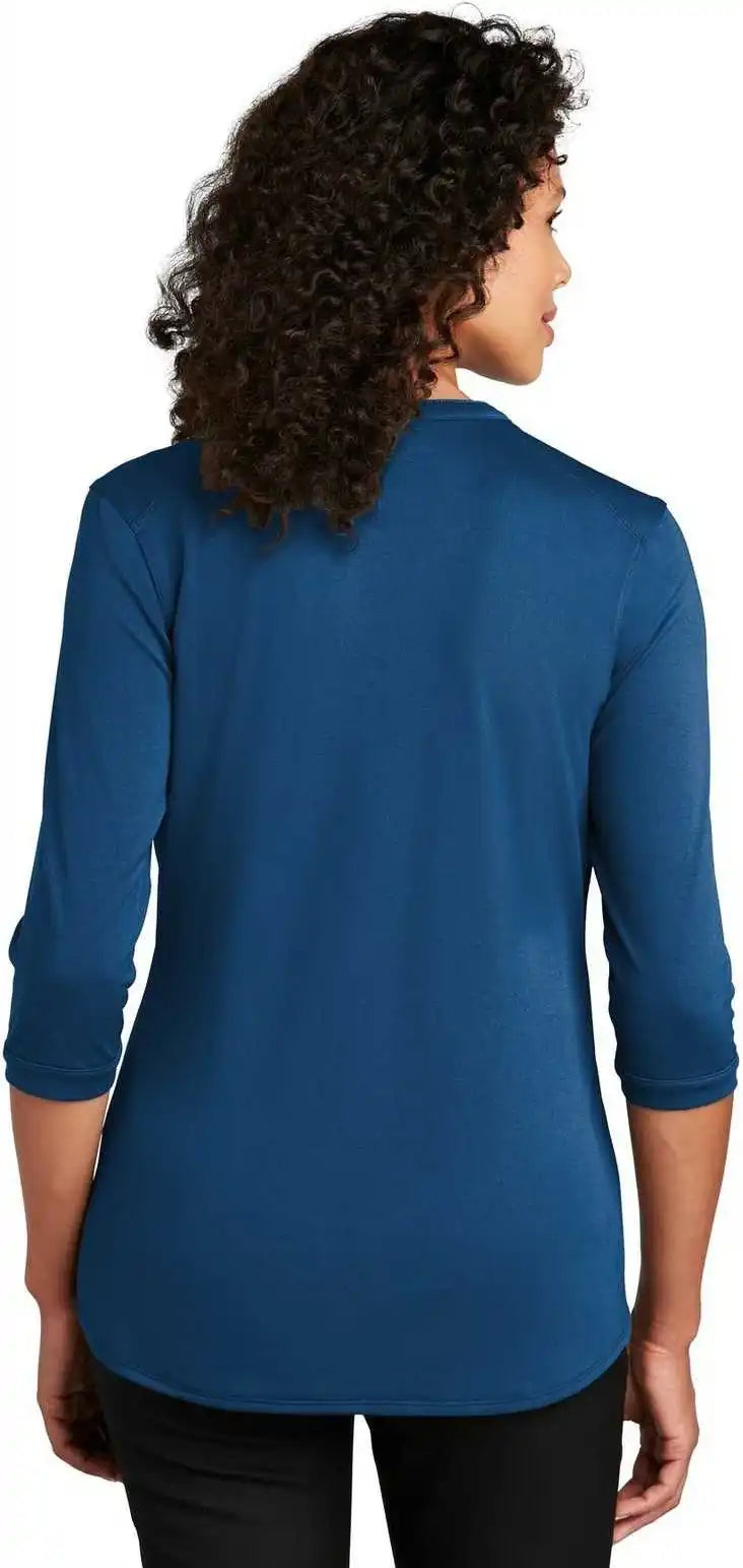 Port Authority Lk750 Ladies Uv Choice Pique Henley True Blue