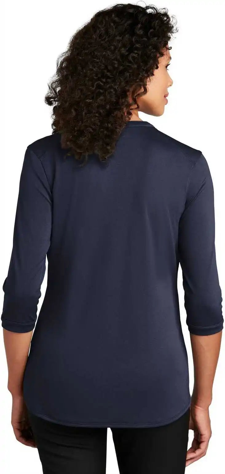 Port Authority Lk750 Ladies Uv Choice Pique Henley True Navy