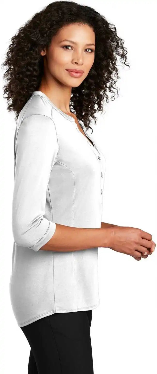 Port Authority Lk750 Ladies Uv Choice Pique Henley - White