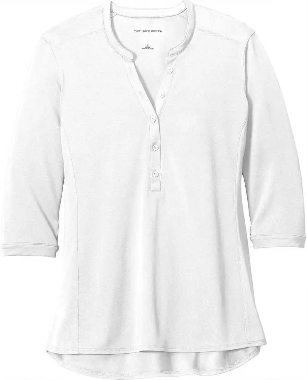 Port Authority Lk750 Ladies Uv Choice Pique Henley - White