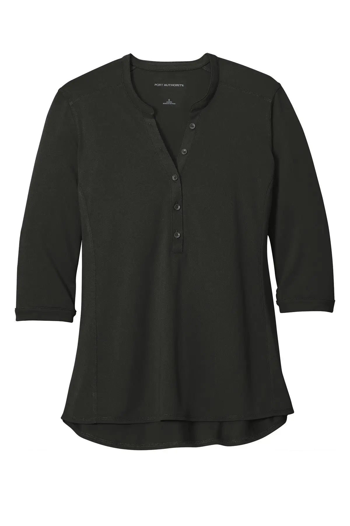 Port Authority Lk750 Women’s Uv Choice Pique Henley - Black