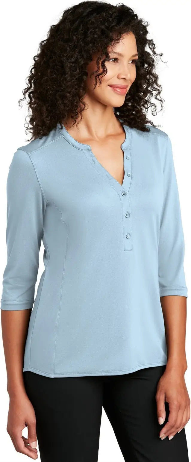 Port Authority Lk750 Women’s Uv Choice Pique Henley - Cloud Blue