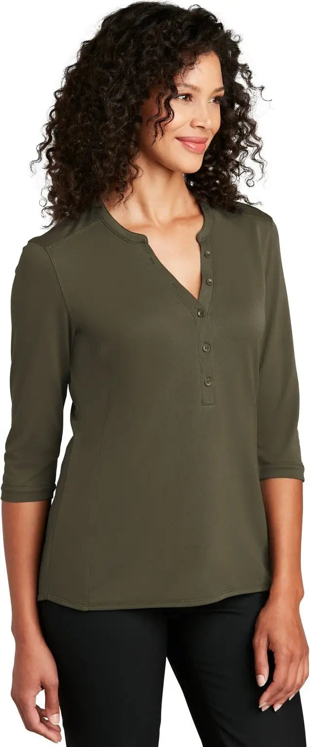 Port Authority Lk750 Women’s Uv Choice Pique Henley - Deep Olive