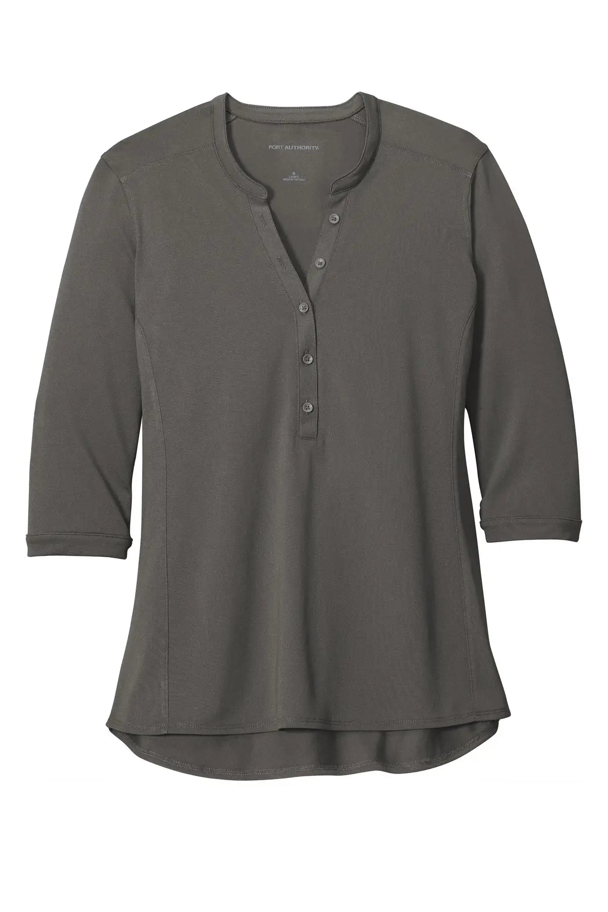 Port Authority Lk750 Women’s Uv Choice Pique Henley - Sterling Gray