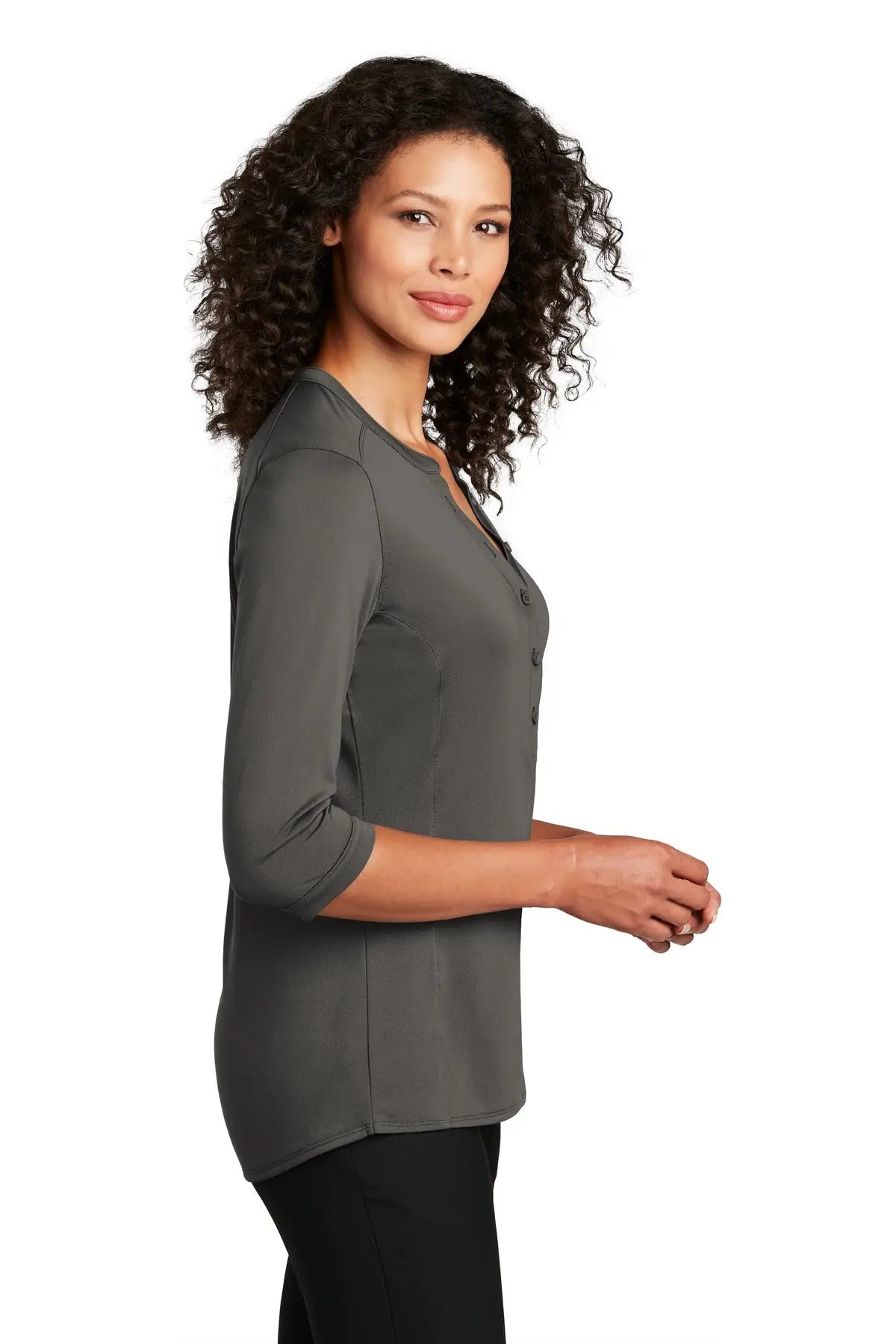 Port Authority Lk750 Women’s Uv Choice Pique Henley - Sterling Gray