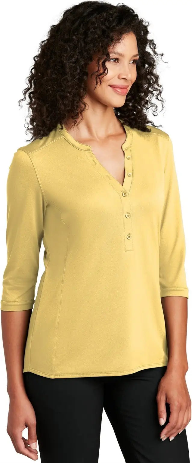Port Authority Lk750 Women’s Uv Choice Pique Henley - Sunbeam Yellow