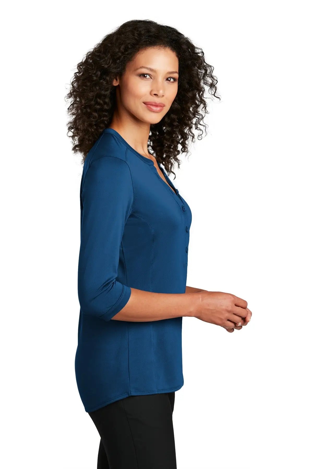 Port Authority Lk750 Women’s Uv Choice Pique Henley - True Blue