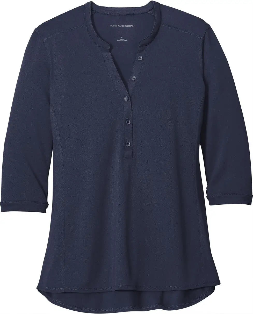 Port Authority Lk750 Women’s Uv Choice Pique Henley - True Navy