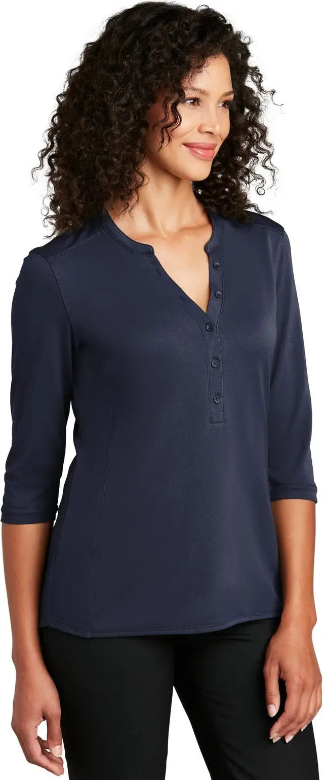 Port Authority Lk750 Women’s Uv Choice Pique Henley - True Navy
