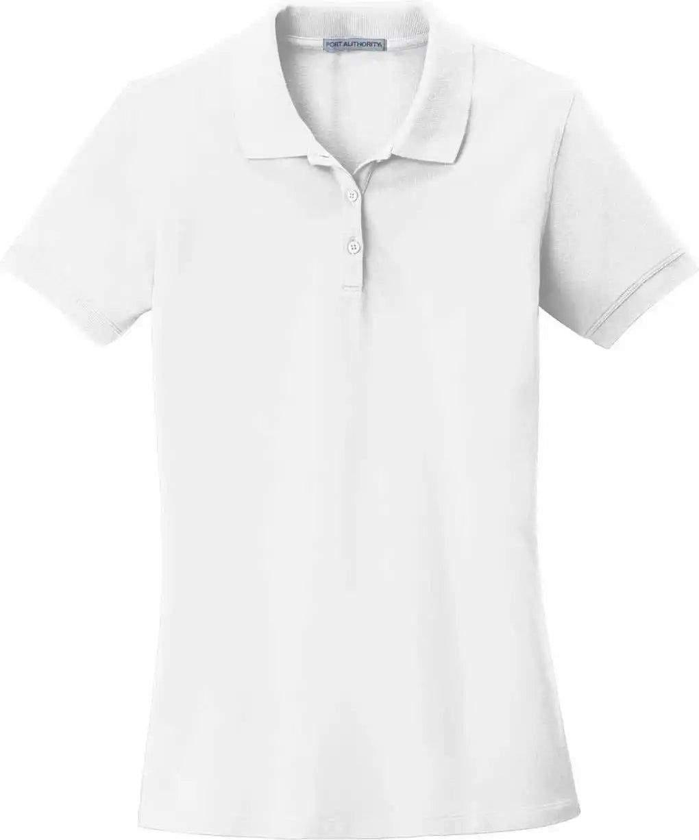 Port Authority Lk8000 Ladies Ezcotton Polo White