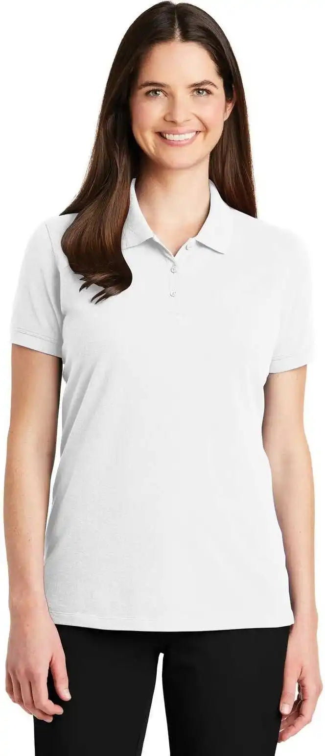 Port Authority Lk8000 Ladies Ezcotton Polo White